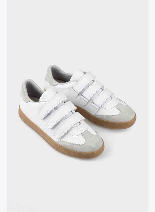 Beyaz Deri Kadın Spor Ayakkabı - Görsel 5