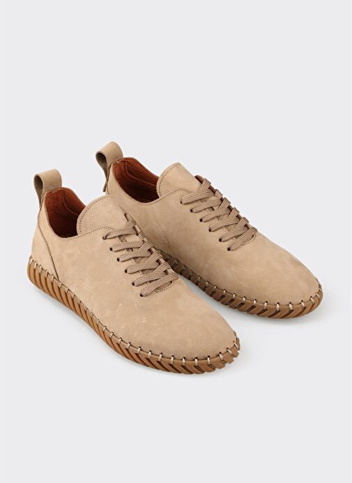 Bej Deri Erkek Günlük Ayakkabı - Görsel 3