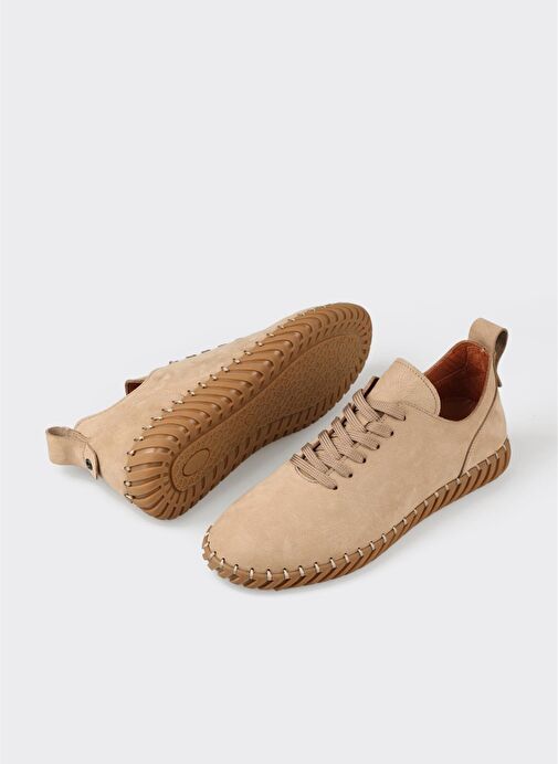 Bej Deri Erkek Günlük Ayakkabı - Görsel 4