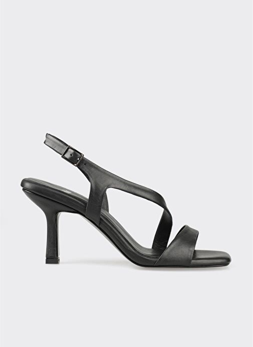 Siyah Deri Kadın Sandalet - Görsel 2