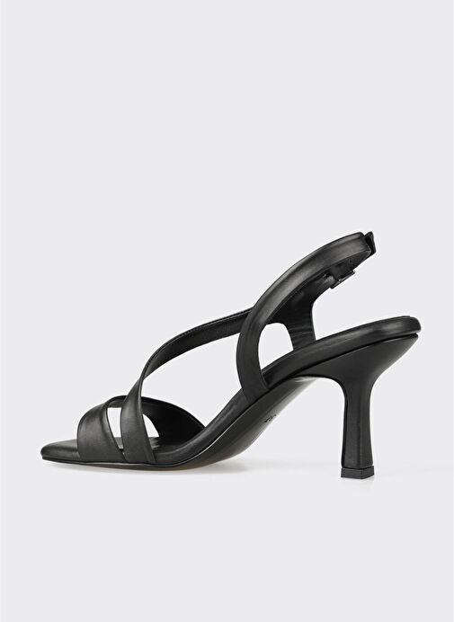 Siyah Deri Kadın Sandalet - Görsel 4