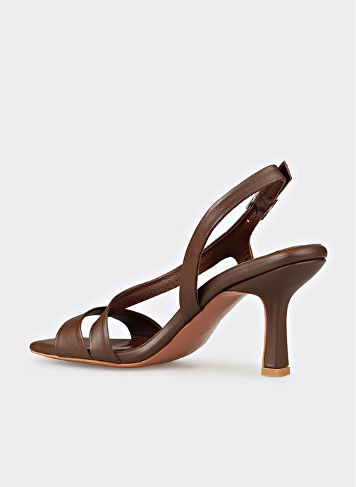Kahve Deri Kadın Sandalet - Görsel 4