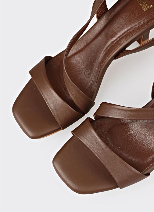 Kahve Deri Kadın Sandalet - Görsel 5