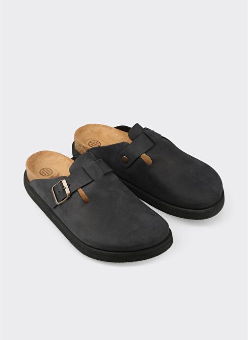 Siyah Deri Erkek Terlik - Görsel 3