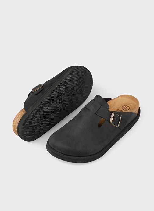 Siyah Deri Erkek Terlik - Görsel 4