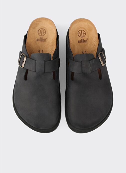 Siyah Deri Erkek Terlik - Görsel 5