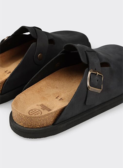 Siyah Deri Erkek Terlik - Görsel 6