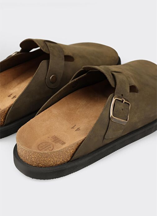 Haki Deri Erkek Terlik - Görsel 6