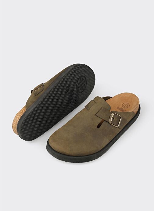 Haki Deri Erkek Terlik - Görsel 4