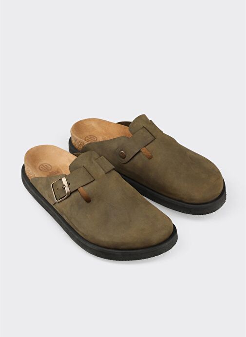 Haki Deri Erkek Terlik - Görsel 3