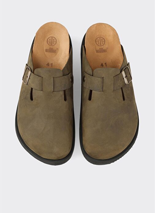 Haki Deri Erkek Terlik - Görsel 5