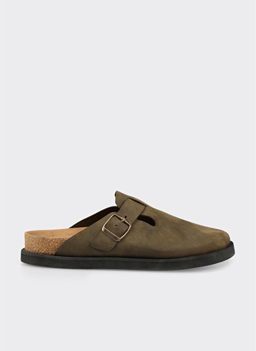 Haki Deri Erkek Terlik - Görsel 2