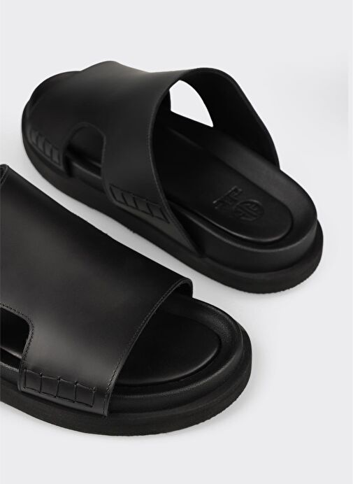 Siyah Deri Erkek Terlik - Görsel 6