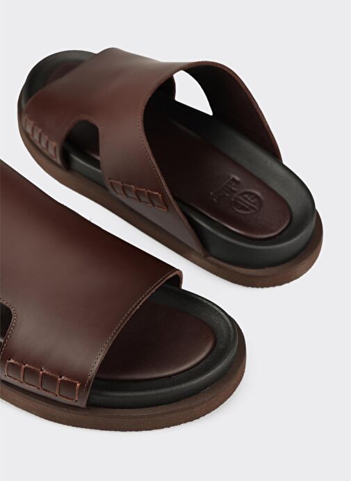 Kahve Deri Erkek Terlik - Görsel 6