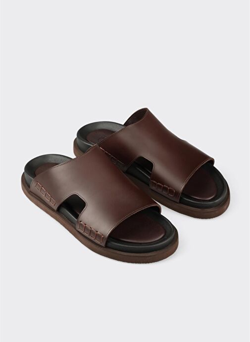 Kahve Deri Erkek Terlik - Görsel 3