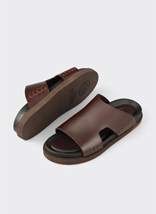 Kahve Deri Erkek Terlik - Görsel 4