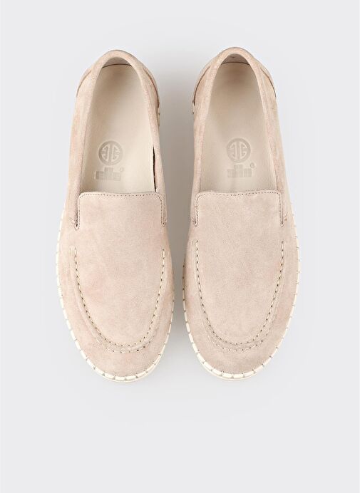 Bej Deri Kadın Spor Ayakkabı - Görsel 5