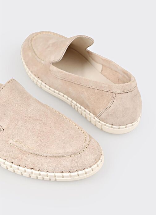 Bej Deri Kadın Spor Ayakkabı - Görsel 6