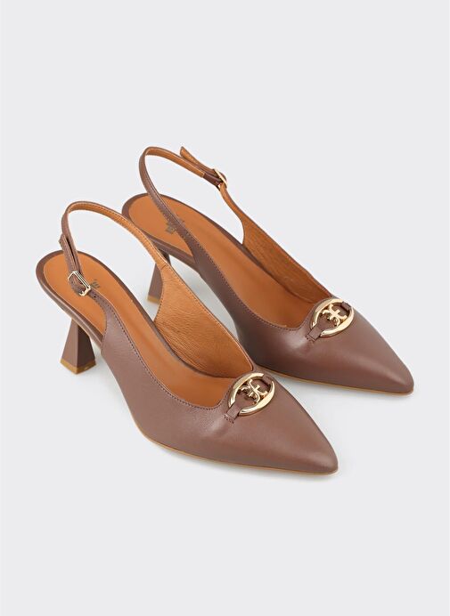 Kahve Deri Kadın Topuklu Ayakkabı - Görsel 3