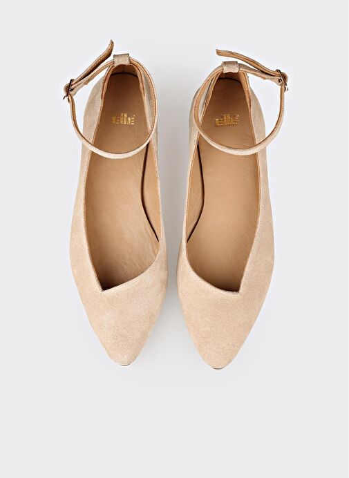 Bej Deri Kadın Günlük Ayakkabı - Görsel 9