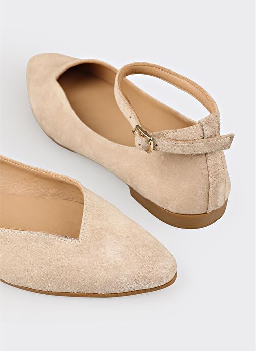 Bej Deri Kadın Günlük Ayakkabı - Görsel 10