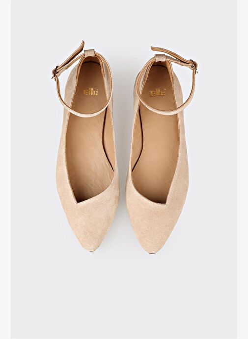 Bej Deri Kadın Günlük Ayakkabı - Görsel 8