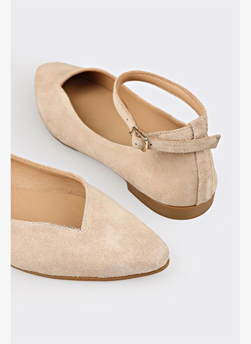 Bej Deri Kadın Günlük Ayakkabı - Görsel 11