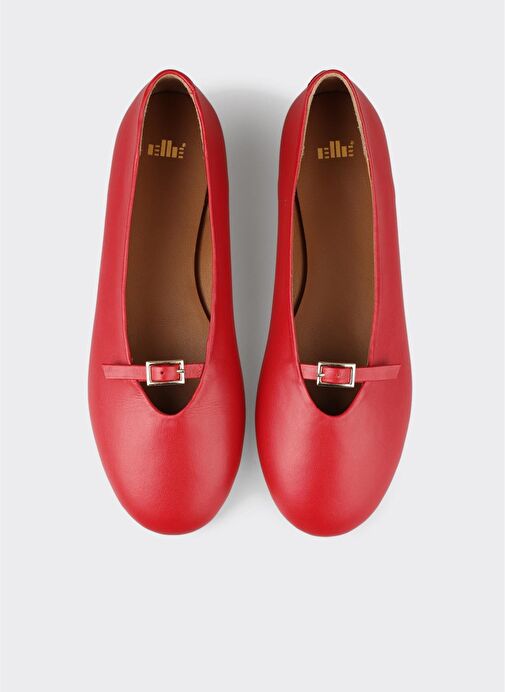Kırmızı Deri Kadın Günlük Ayakkabı - Görsel 5