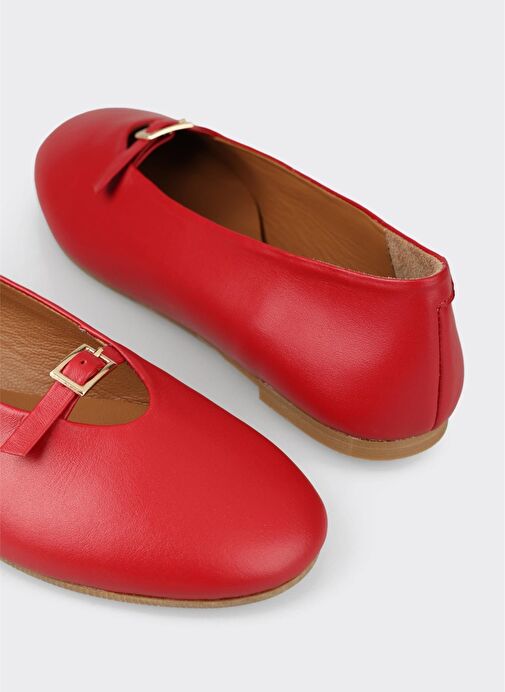 Kırmızı Deri Kadın Günlük Ayakkabı - Görsel 6