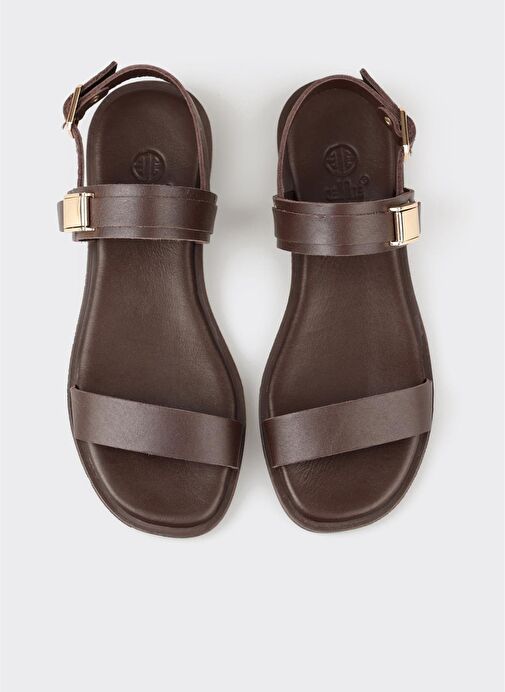 Kahve Deri Kadın Sandalet - Görsel 5