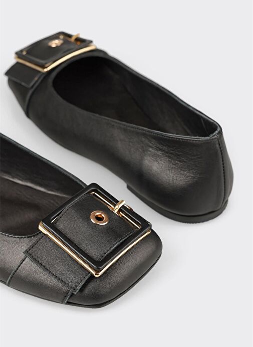 Siyah Deri Kadın Günlük Ayakkabı - Görsel 6