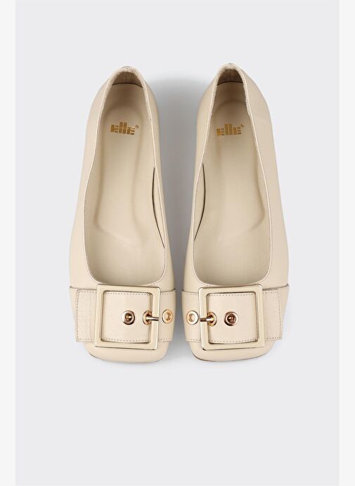 Ekru Deri Kadın Günlük Ayakkabı - Görsel 8