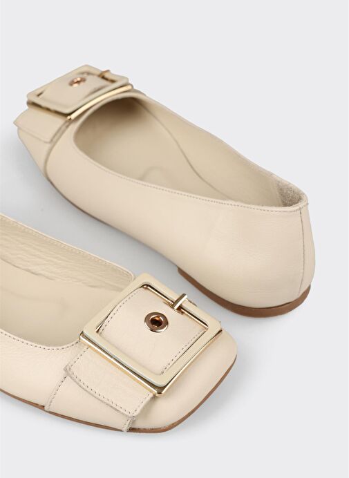 Ekru Deri Kadın Günlük Ayakkabı - Görsel 10