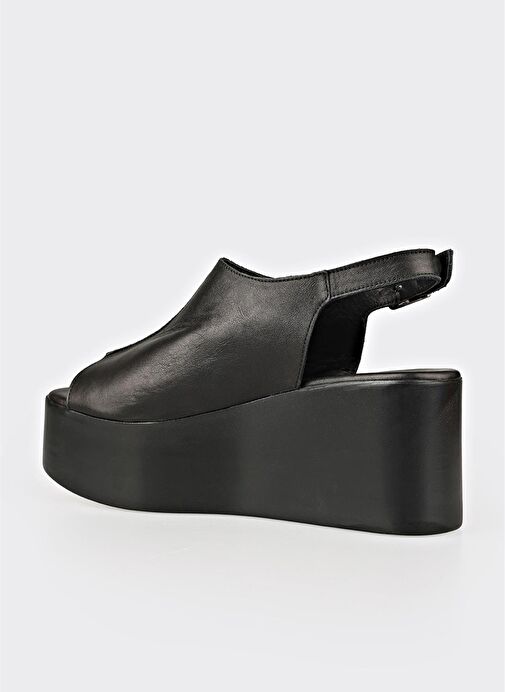 Siyah Deri Kadın Sandalet - Görsel 5