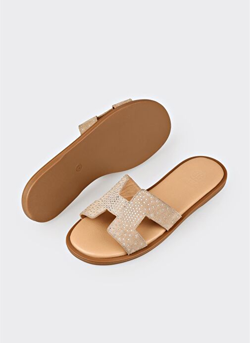 Naturel Deri Kadın Düz Terlik - Görsel 7