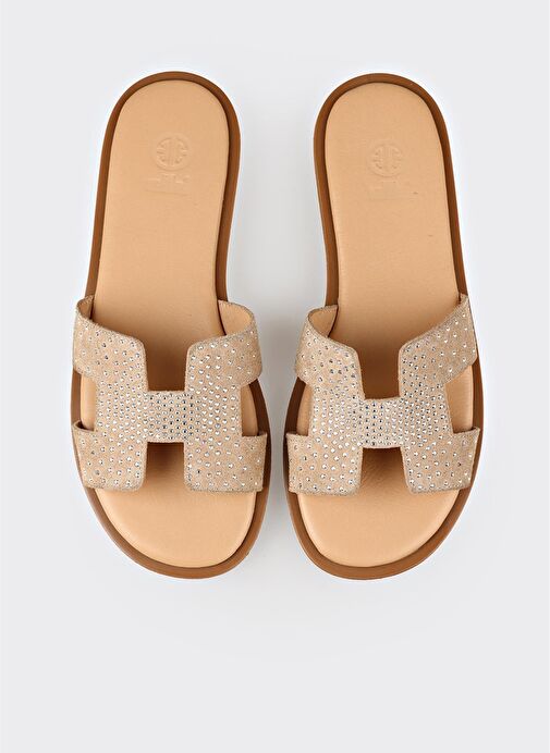 Naturel Deri Kadın Düz Terlik - Görsel 9