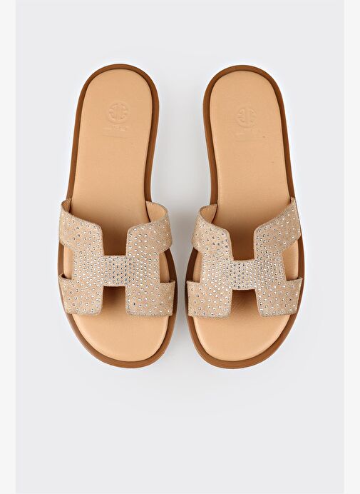 Naturel Deri Kadın Düz Terlik - Görsel 8