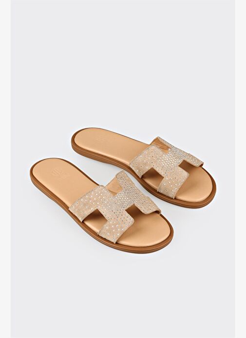 Naturel Deri Kadın Düz Terlik - Görsel 5