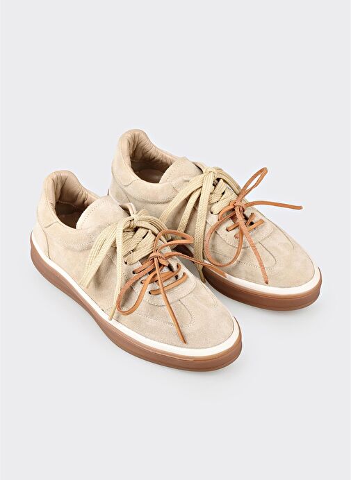 Bej Deri Spor Ayakkabı - Görsel 5