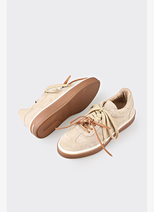 Bej Deri Spor Ayakkabı - Görsel 6