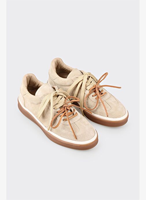 Bej Deri Spor Ayakkabı - Görsel 4