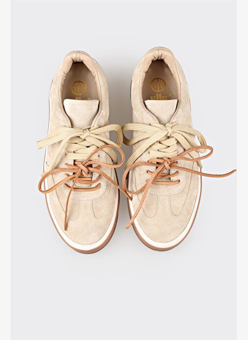 Bej Deri Spor Ayakkabı - Görsel 9