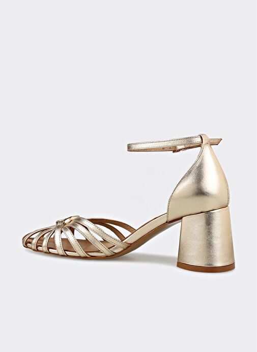 Gold Deri Kadın Topuklu Ayakkabı - Görsel 4