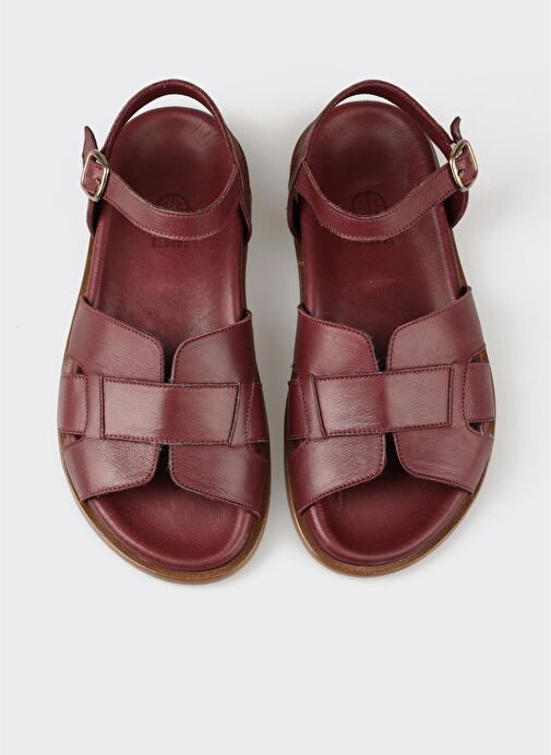 Bordo Deri Kadın Sandalet - Görsel 2