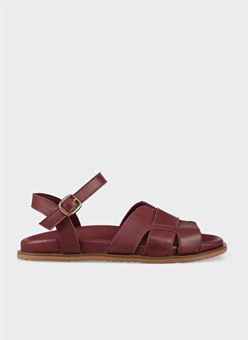Bordo Deri Kadın Sandalet - Görsel 5