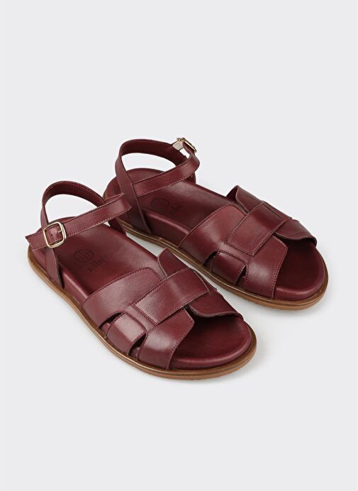 Bordo Deri Kadın Sandalet - Görsel 6