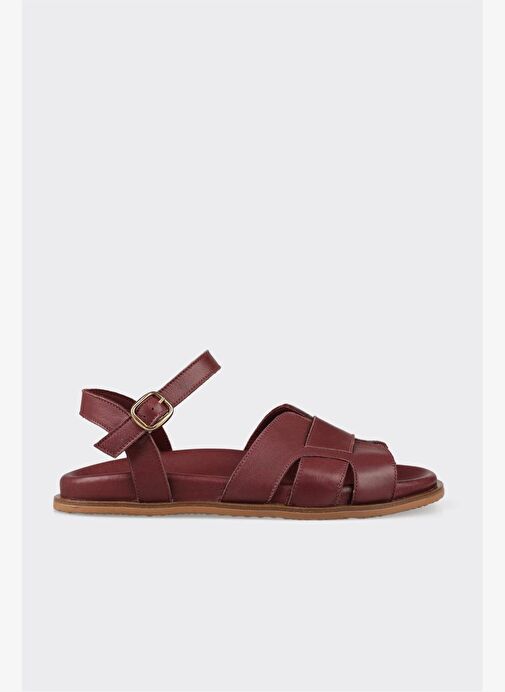 Bordo Deri Kadın Sandalet - Görsel 3
