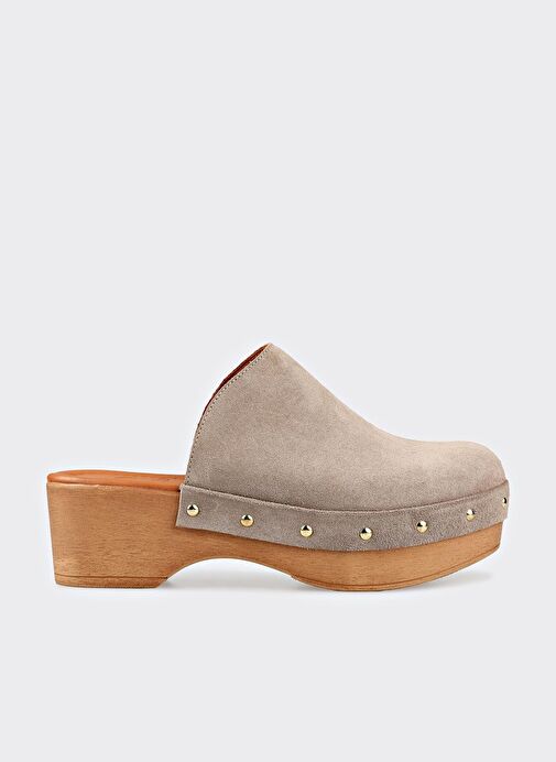 Bej Deri Kadın Terlik - Görsel 2