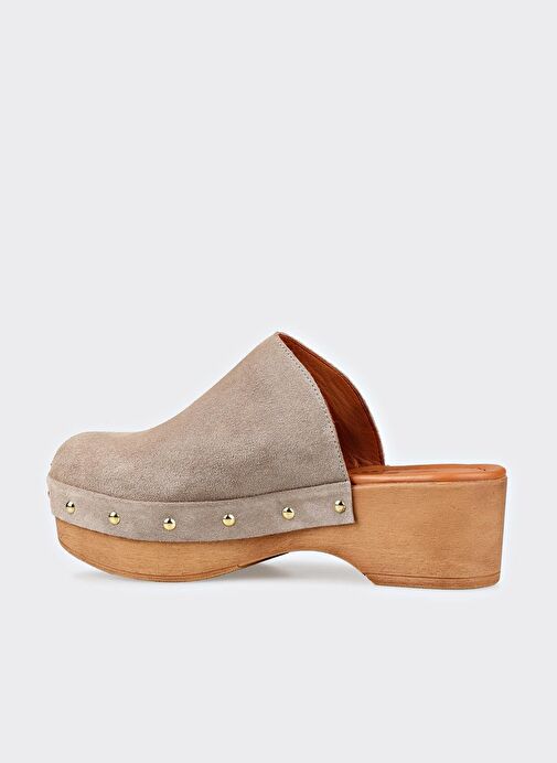 Bej Deri Kadın Terlik - Görsel 4