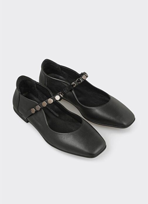 Siyah Deri Kadın Günlük Ayakkabı - Görsel 3